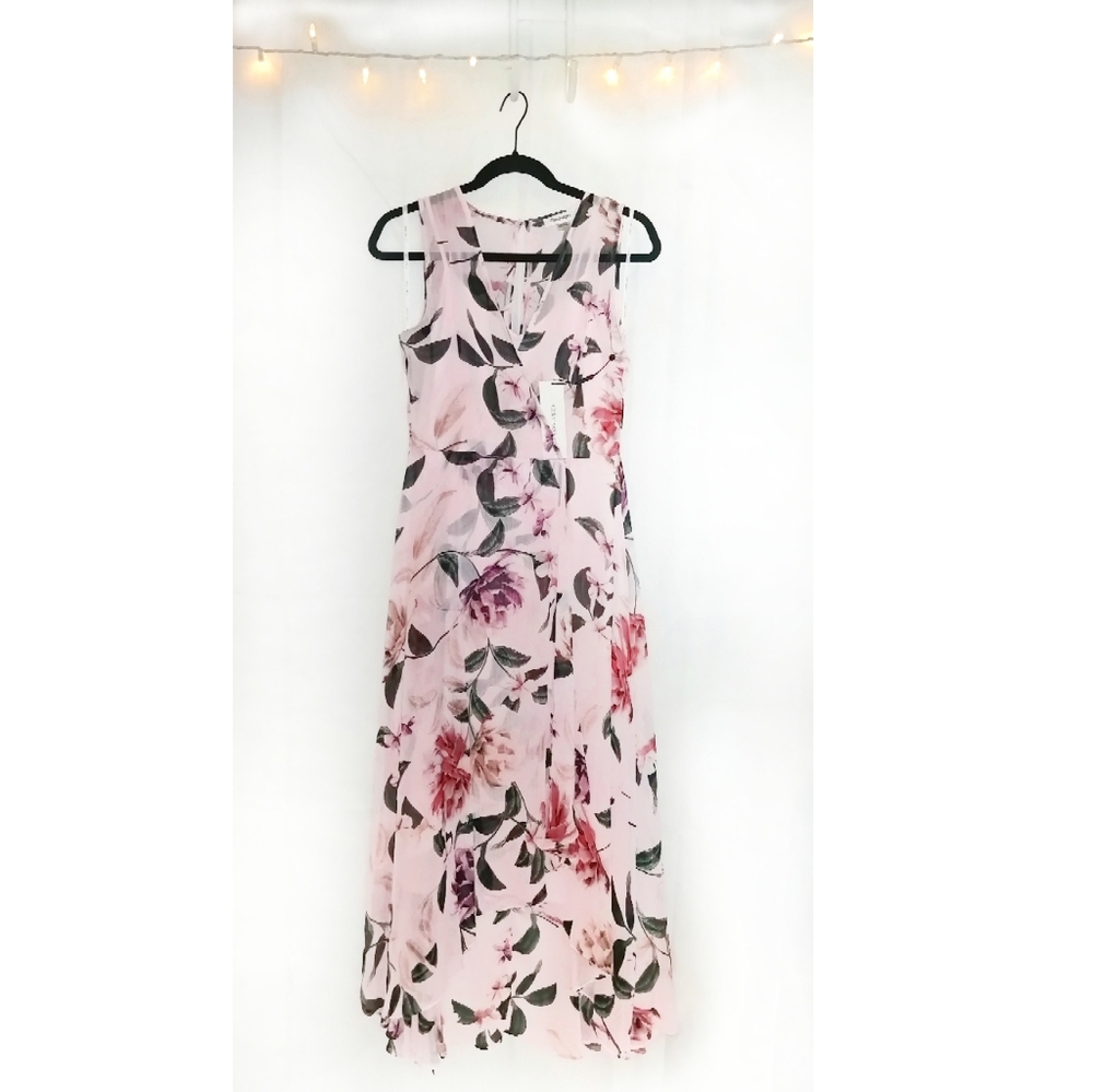 Calvin Klein Pink Floral High | Low Dress